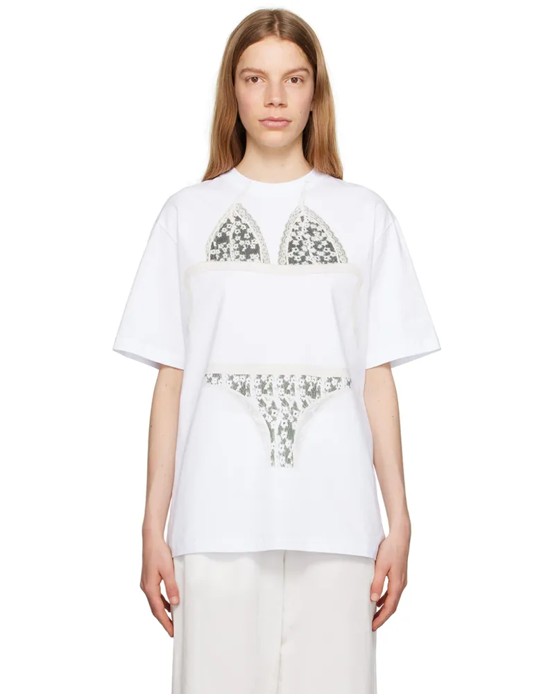 MSGM White Printed T-Shirt Optical