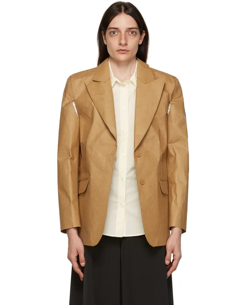 Maison Margiela Tan Jacron Paper Blazer 166