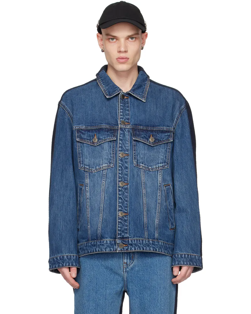 CALVINLUO Blue Paneled Denim Jacket Blue