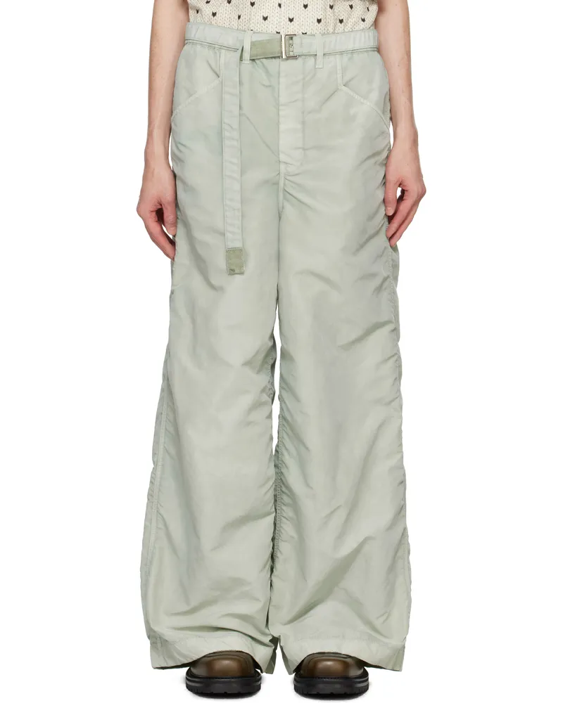 Sacai Green Nylon Twill Trousers 589