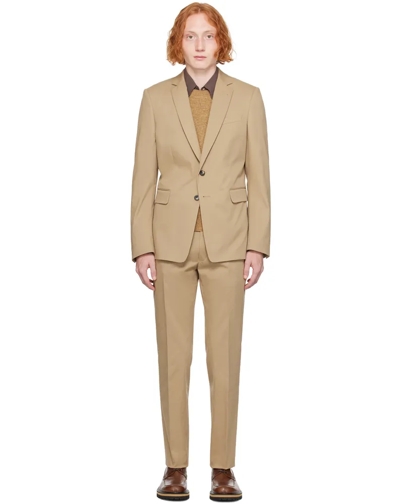 Dries van Noten Tan Single-Breasted Suit 102