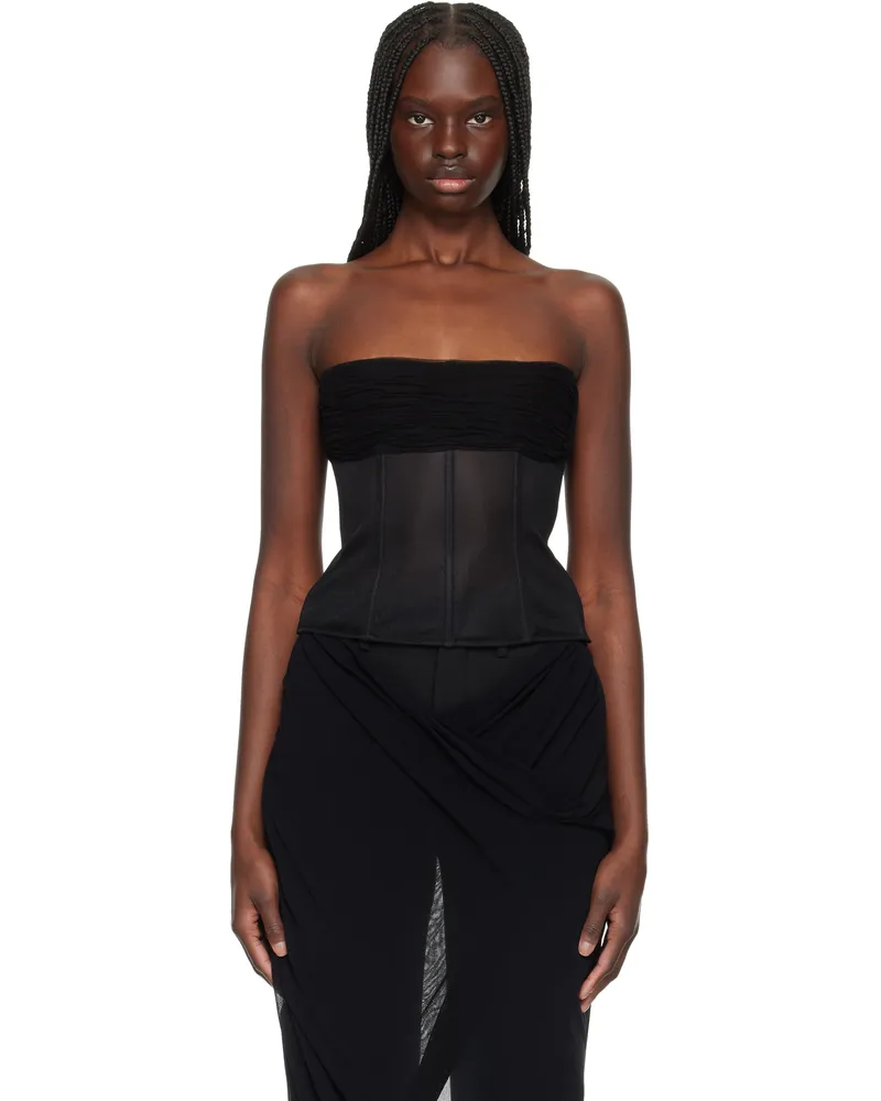 Christopher Esber Black Tulle Overlay Corset Black
