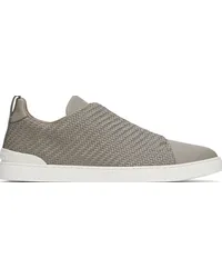 Ermenegildo Zegna Gray Triple Stitch Sneakers Oyy