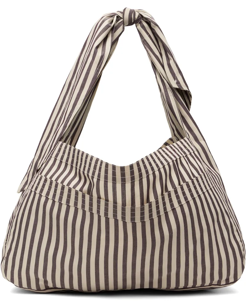 SC103 Taupe & Off-White Cocoon Sac Tote Net