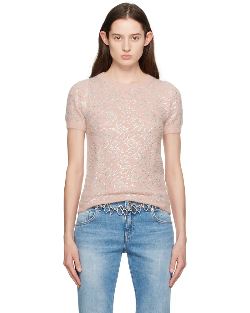 Blumarine Pink Crystal-Cut Sweater N0144