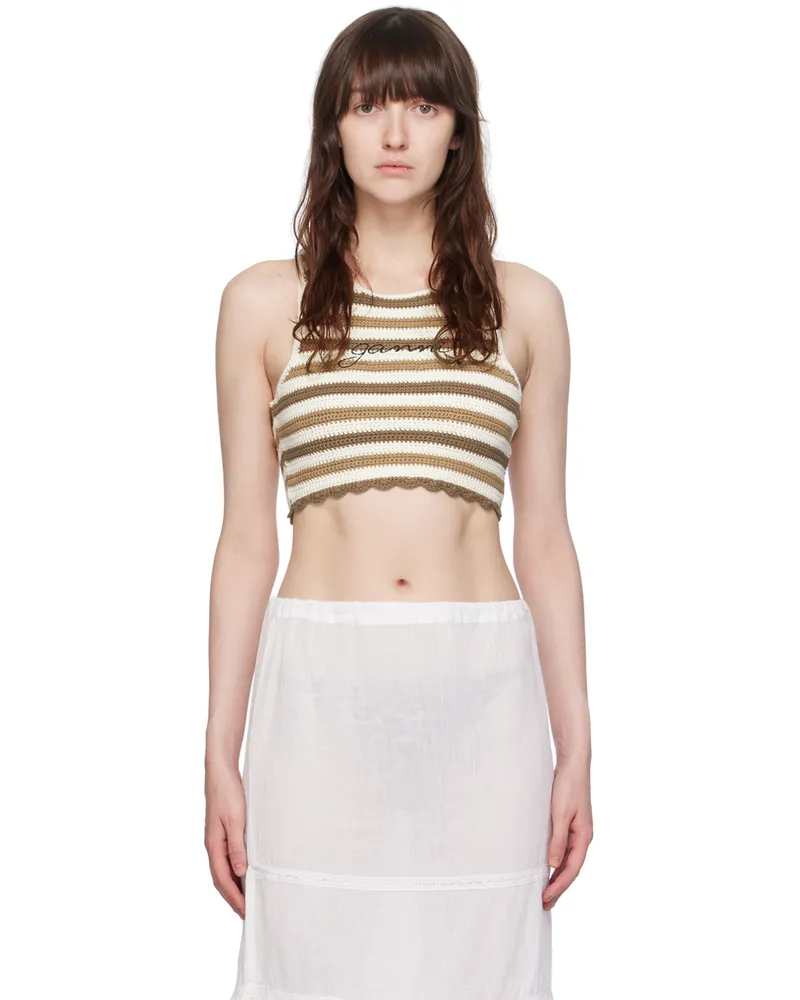 Ganni Brown & Off-White Racerback Tank Top 969