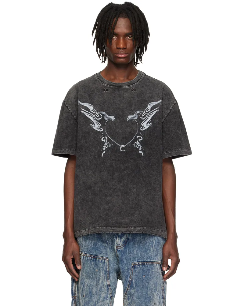 KUSIKOHC Gray Heart T-shirt Black