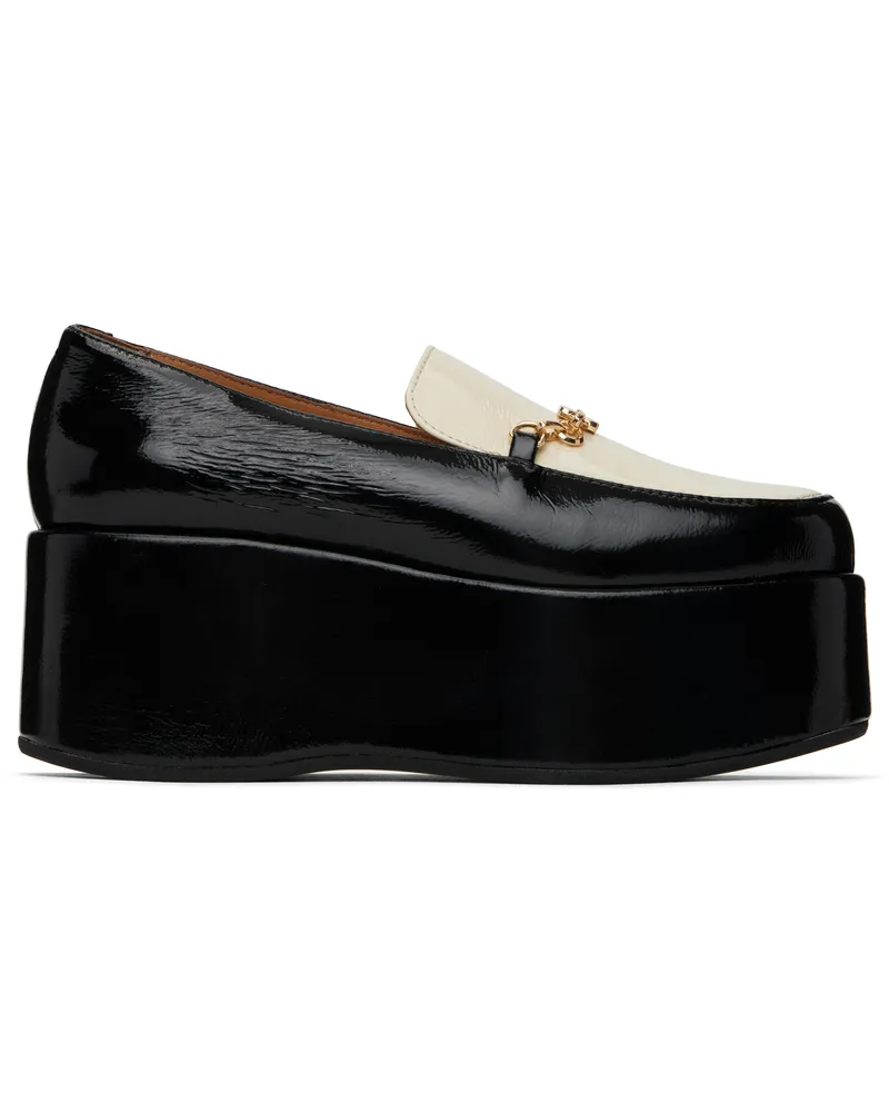 Ganni Black & Off-White Butterfly Chain Platform Loafers 087