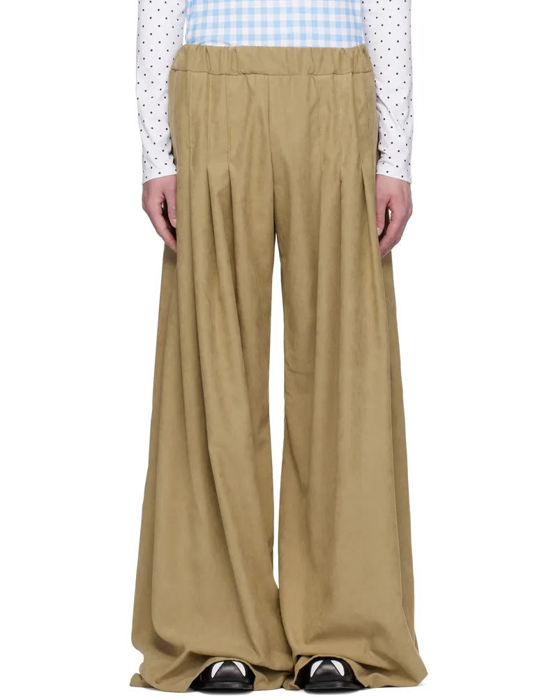 ANDREJ GRONAU Beige Ultra Oversize Pleated Trousers Cream