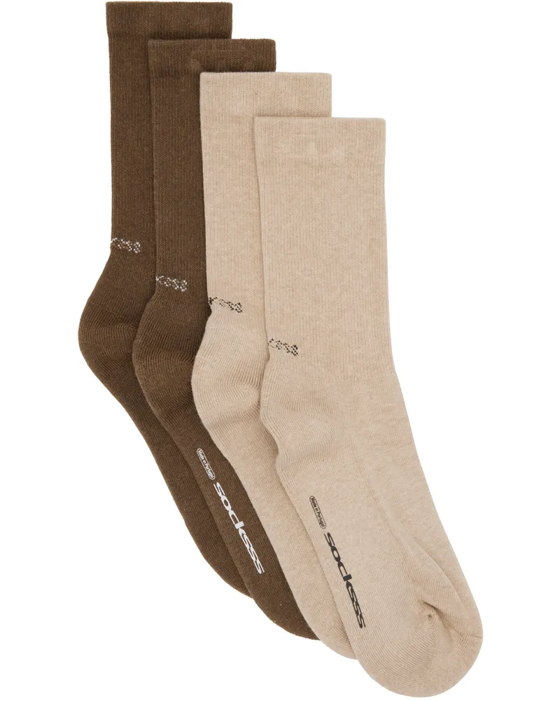 SOCKSSS Two-Pack Beige & Brown Socks Camel