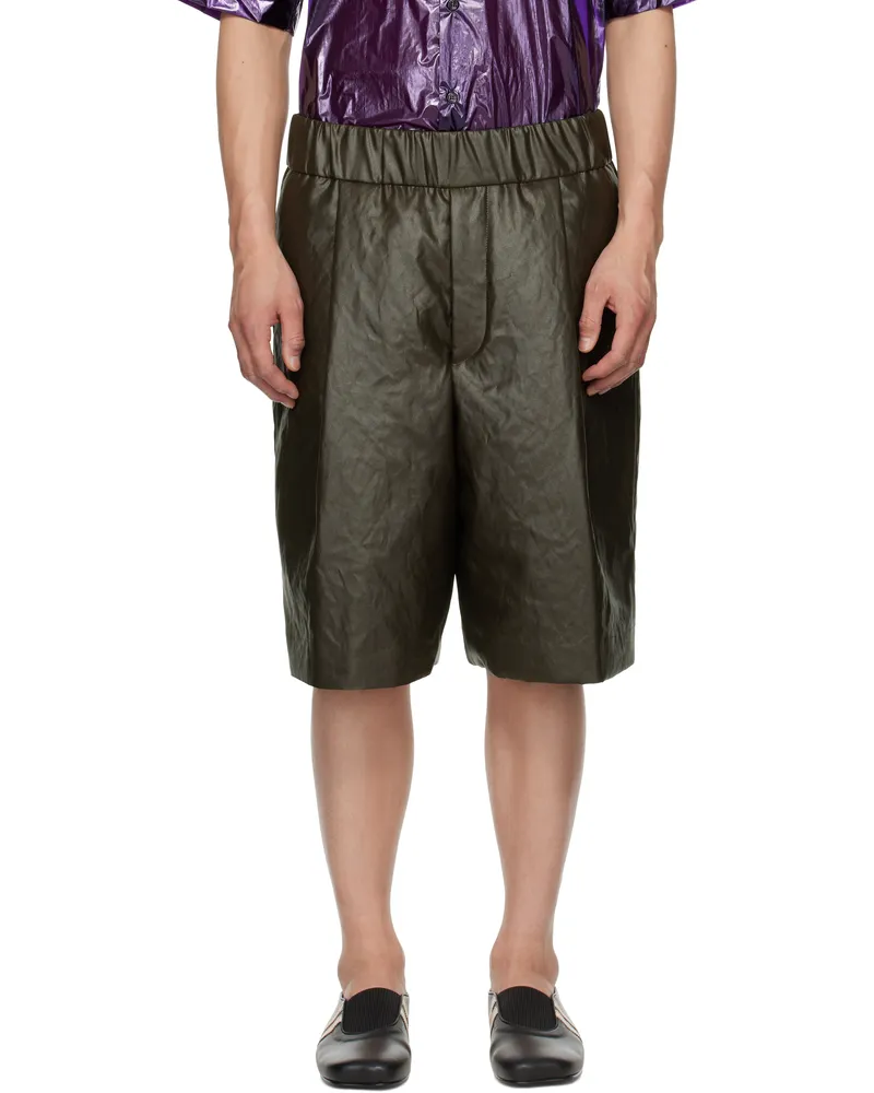 Dries van Noten Khaki Pleated Shorts 606