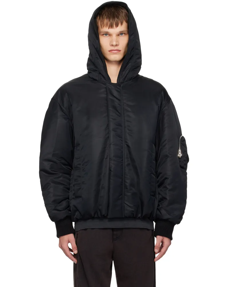SOLID HOMME Black Hooded Bomber Jacket 409b