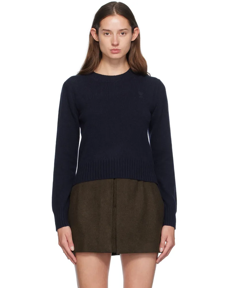 AMI Paris Navy Cashmere Ami de Cœur Sweater Navy