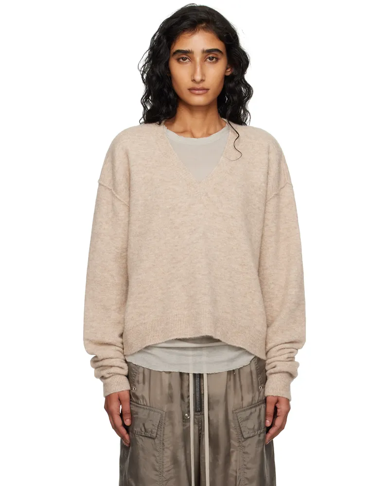 Rick Owens Gray Concordians Tommy V-Neck Sweater 44