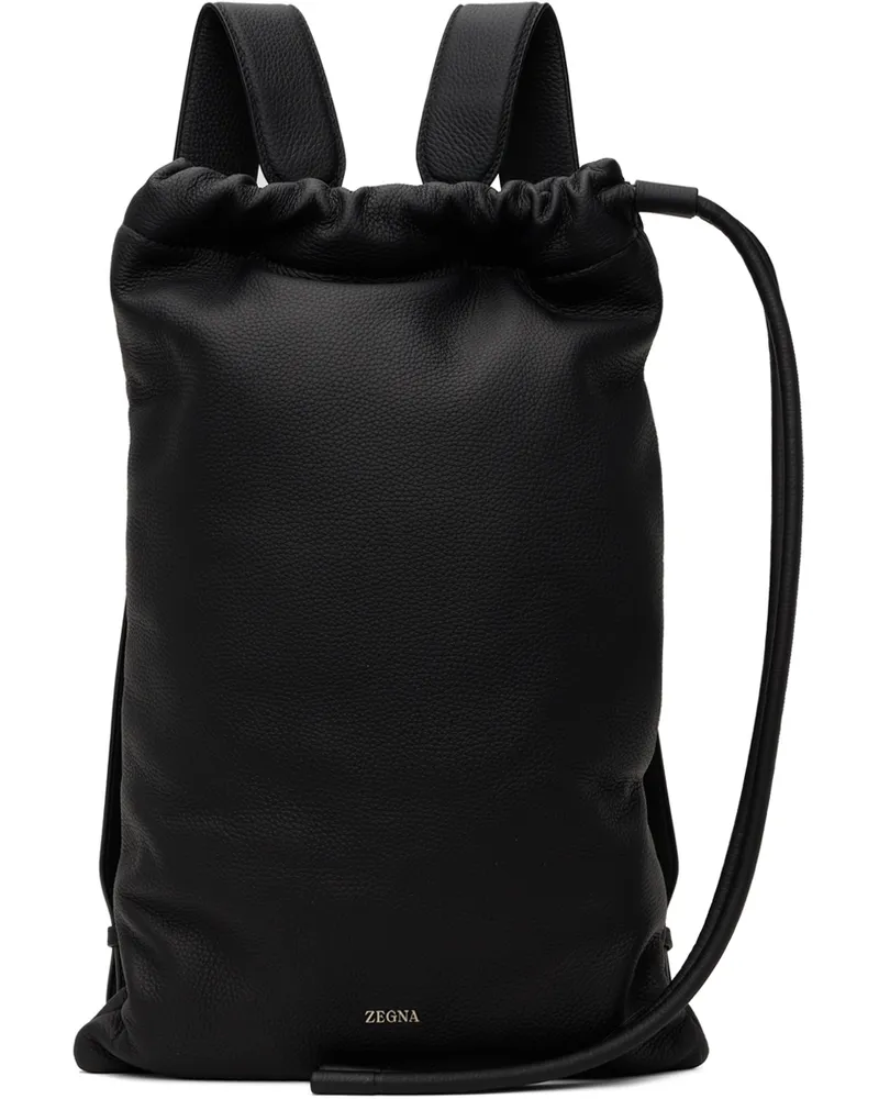 Ermenegildo Zegna Black Drawstring Backpack Ner