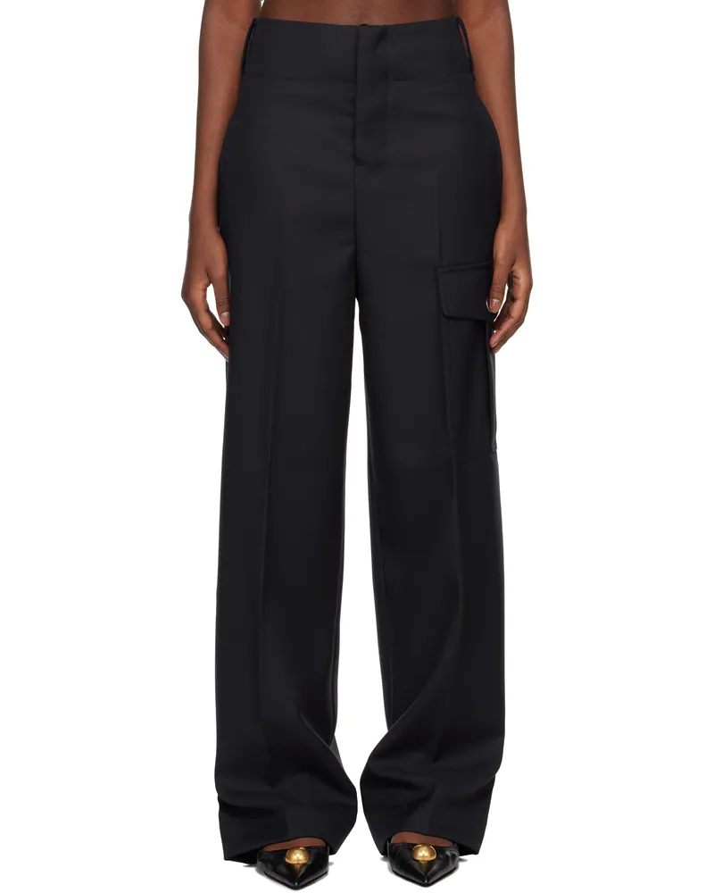 AMI Paris Navy Straight Fit Trousers Navy