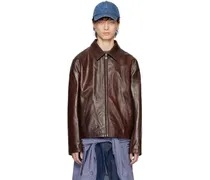 Brown Zipper Leather Jacket