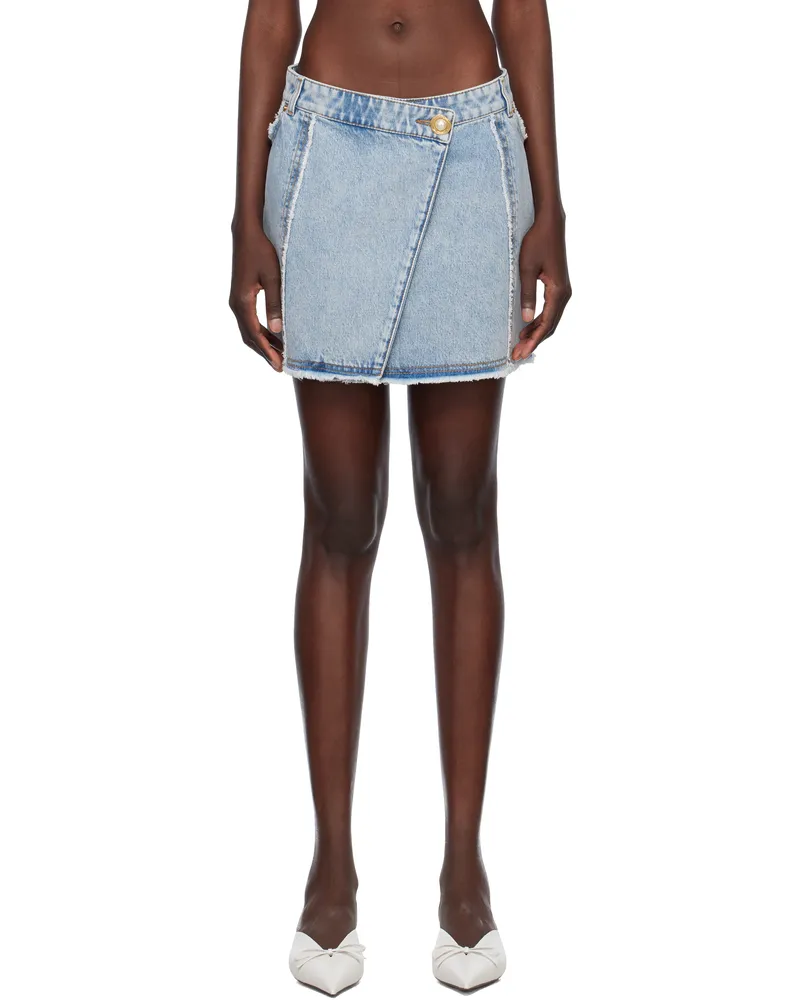 Balmain Blue Asymmetric Denim Miniskirt 6fc