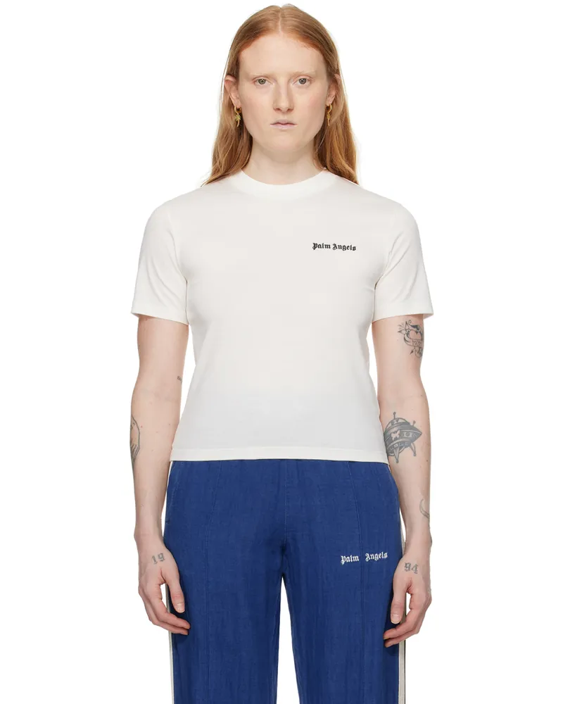 Palm Angels White Fitted T-Shirt Off