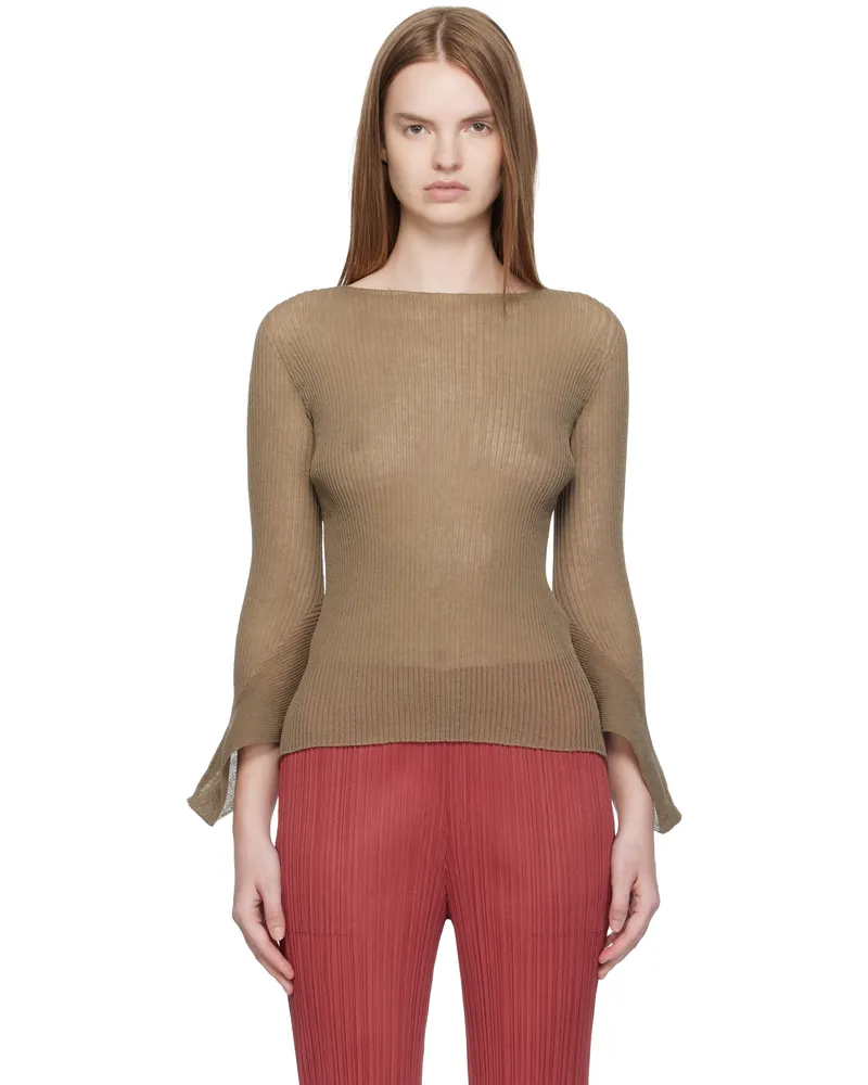 Issey Miyake Brown Spikelet Knit Sweater 10