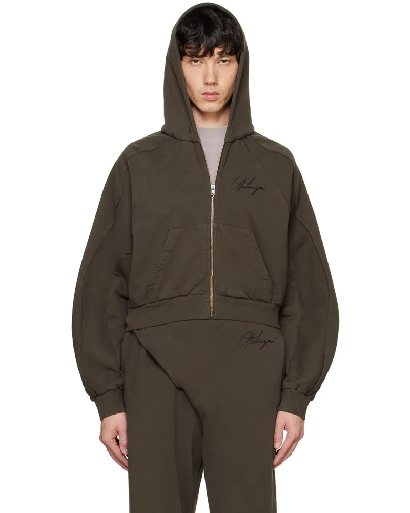 OTTOLINGER Brown Multiline Zip Hoodie Dark