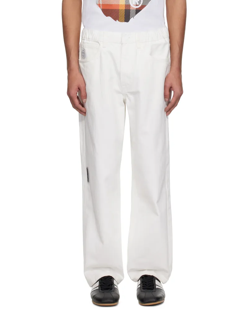 AAPE by A Bathing Ape White 'AAPE Now' Moonface Logo Jeans Whx