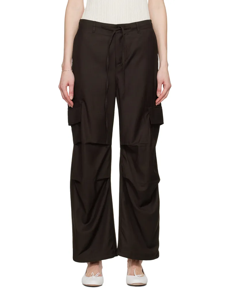 Youth Brown Wide-Leg Cargo Pants Brown