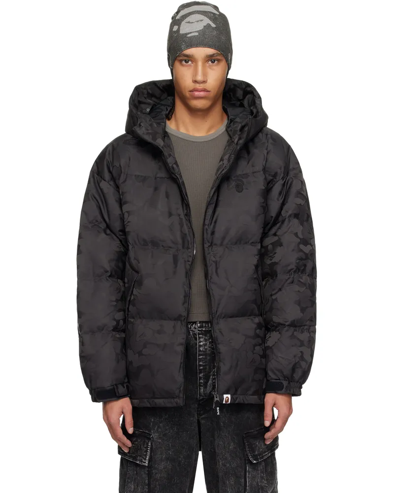 BAPE Black Solid Camo Jacquard Down Jacket Black