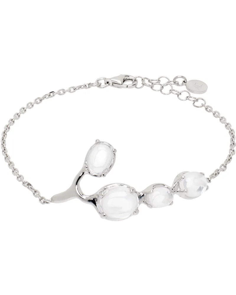 Alan Crocetti Silver Clear Droplet Bracelet Rhodium