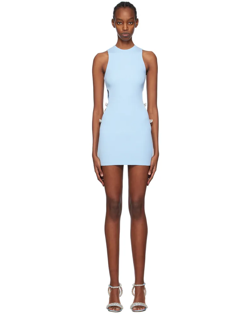 Mach & Mach Blue Crystal-Cut Minidress Sky