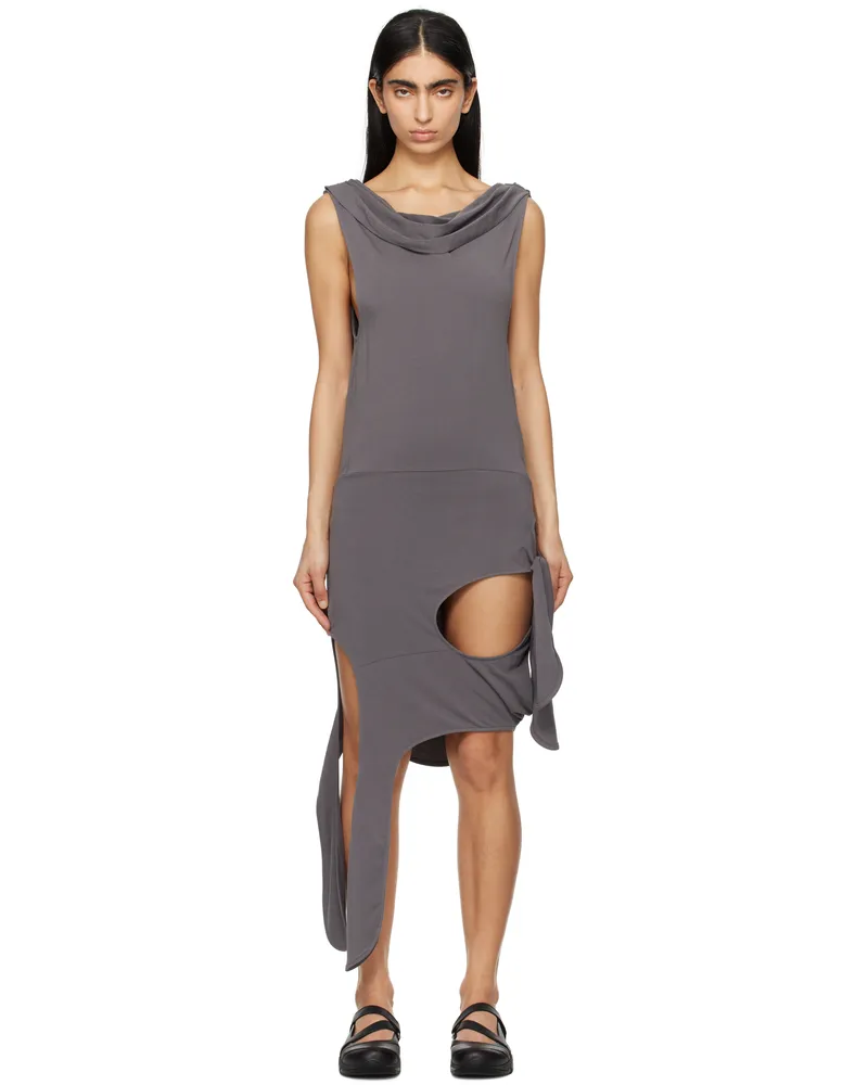 OPEN YY Gray Deconstructed Minidress Charcoal