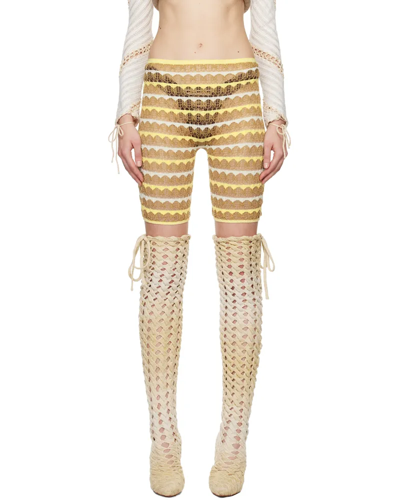 Isa Boulder SSENSE Exclusive Yellow & Tan Lacey Shorts Cornmilk
