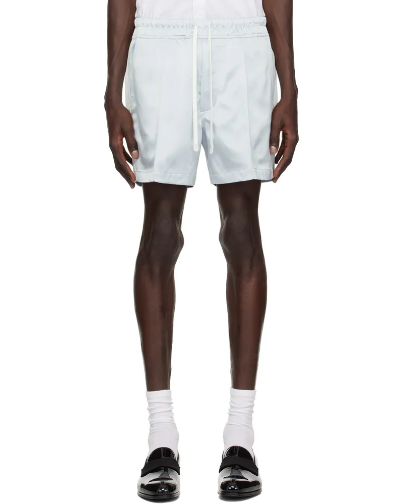 Tom Ford Blue Shiny Satin Shorts Ice