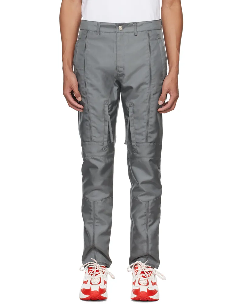 Kanghyuk Gray Lock Stitched Trousers Light