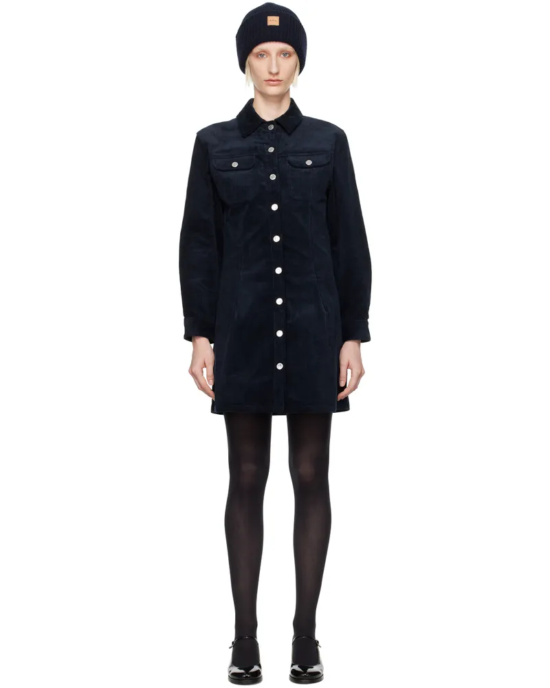 A.P.C. Navy Bonnie Midi Dress Iak