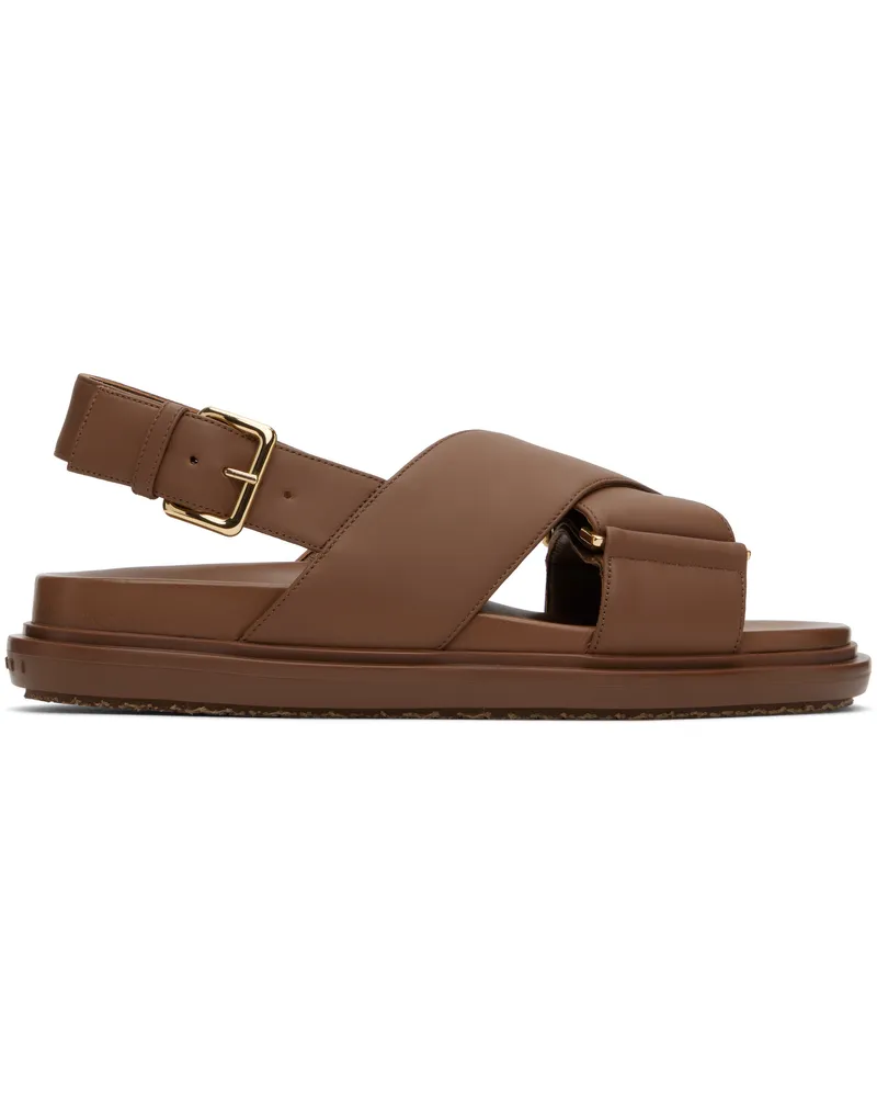 Marni Brown Leather Fussbett Sandals 00m30