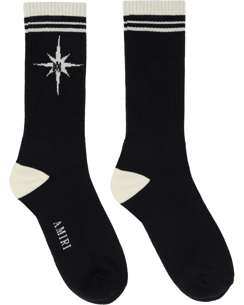 Amiri Black & Off-White Starburst Socks Black