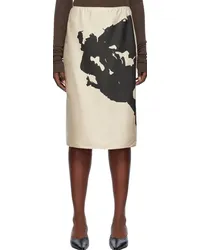 BITE Studios Beige Print Midi Skirt Cream