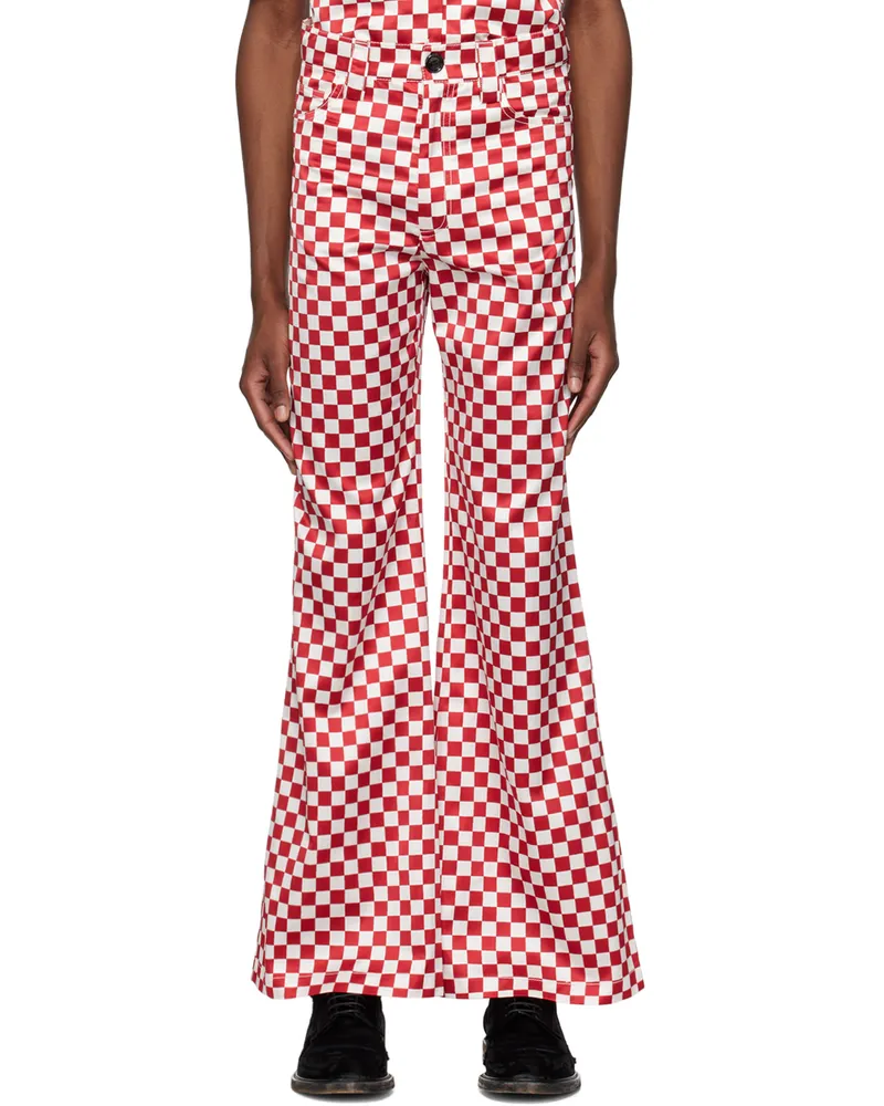 Meryll Rogge Burgundy & White Check Trousers Burgundy