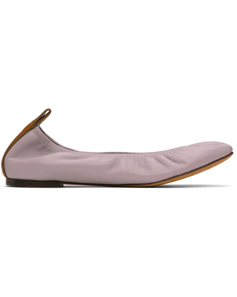 Lanvin Purple Leather Ballerina Flats 775