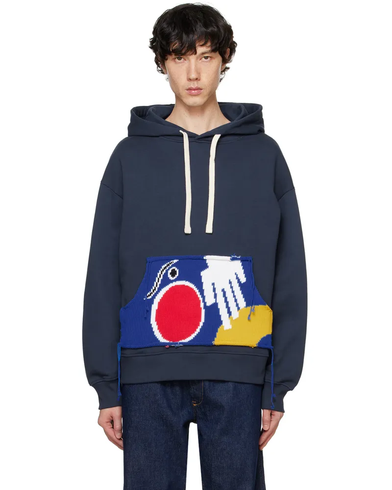Charles Jeffrey Loverboy Navy Patch Ears Hoodie Blu