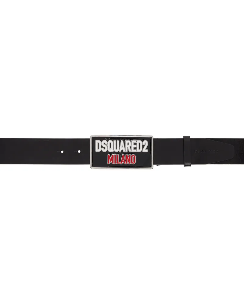 Dsquared2 Black 'Dsquared2' Logo Plaque Belt Nero+nero