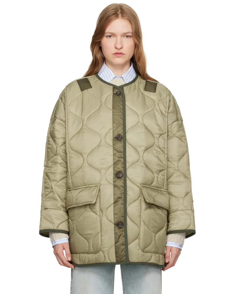 FRANKIE Shop Green Teddy Quilted Jacket Moss