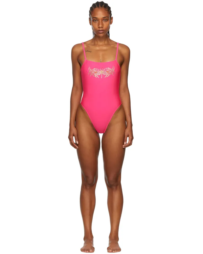 Collina Strada SSENSE Exclusive Pink Polyester One-Piece Swimsuit Hot