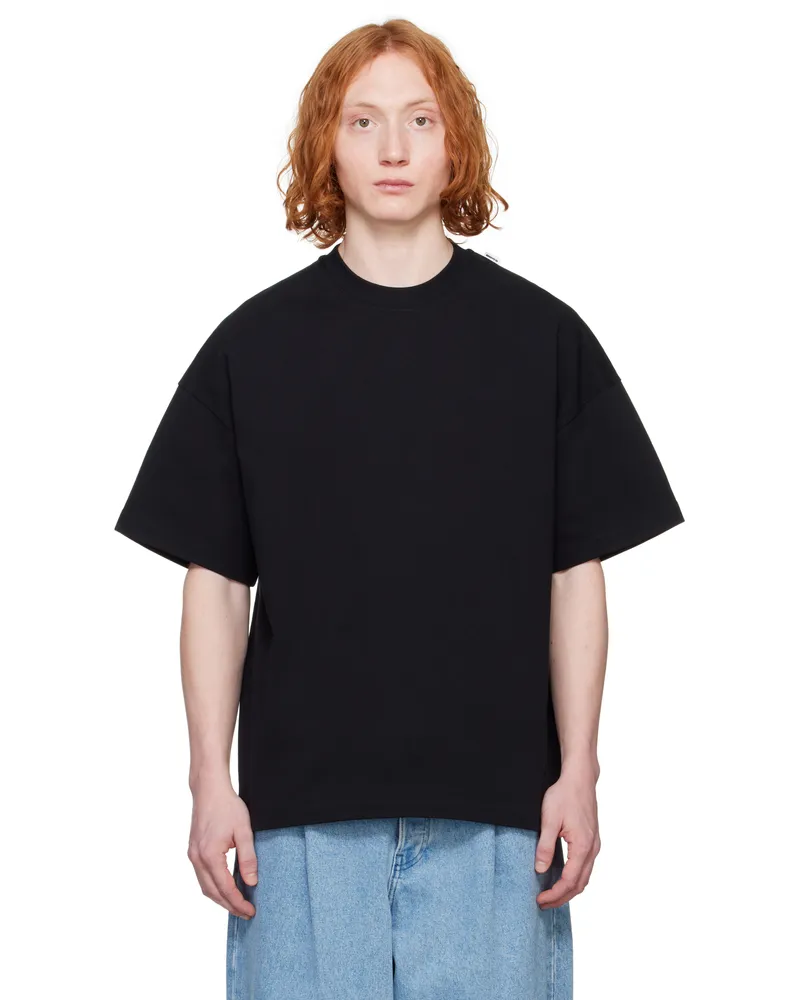 Jil Sander Black Logo Flag Shoulder T-shirt