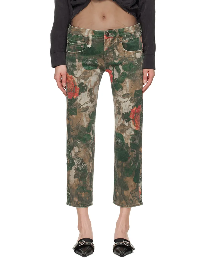 R13 Khaki Boy Straight Jeans Printed