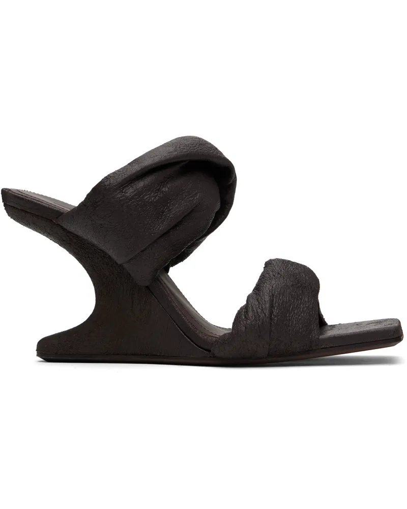 Rick Owens Brown Porterville Cantilever 8 Twisted Heeled Sandals 14