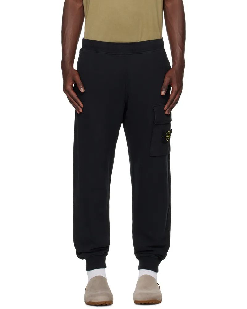 Stone Island Black 6200003 Brushed Organic Fleece Sweatpants V0029