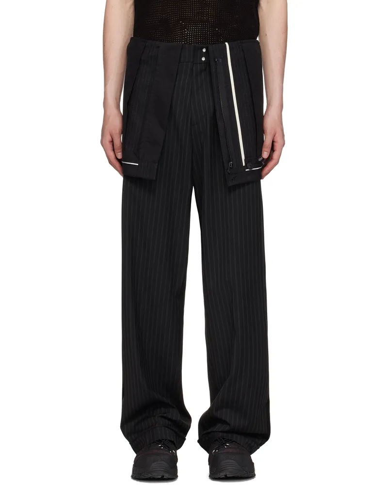 Andersson Bell Black Inside Out Stripe Trousers Black