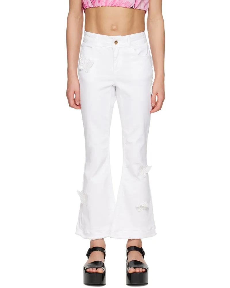 Blumarine Kids White Appliqué Jeans 10602